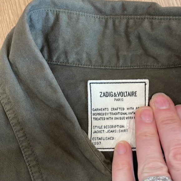 Zadig & Voltaire army green jean style shirt - Picture 4 of 11